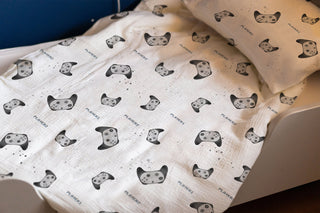 Leslis Kinderbettwäsche „Gamer“ – Satin | Musselin | OEKO‑TEX