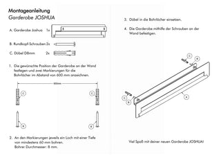 JOSHUA – Platzsparende Wandgarderobe & Regal | Aluminium & Edelstahl | Siqual Design