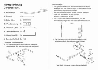 RAIL – Wandgarderobe im Bauhaus-Stil | Edelstahl | Siqual Design