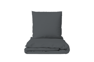 Bettwäsche Set Uni Anthrazit – 100% Baumwolle | Satin 300 TC | Bügelleicht