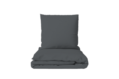 Duvet Cover Set Solid Anthracite 100% Cotton Sateen 300 TC Easy Iron