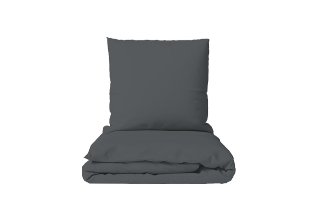 Duvet Cover Set Solid Anthracite 100% Cotton Sateen 300 TC Easy Iron — Ansicht 3