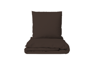 Bed linen set Uni Chocolate with decorative stitching 100% mercerized cotton satin 300 TC easy-iron