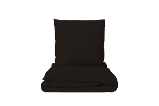 Bettwäsche Set Nero Uni – 100% mercerisierte Baumwolle | Schweizer Satin 300 TC | Bügelleicht