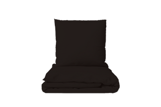 Bettwäsche Set Nero Uni – 100% mercerisierte Baumwolle | Schweizer Satin 300 TC | Bügelleicht