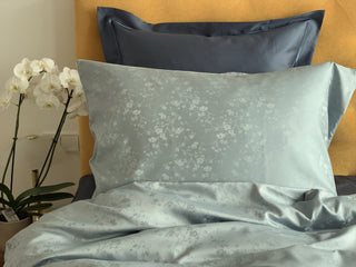 Damast go-green Bettwäsche Set Geisha Blue – Nachhaltig & edel | 50% Baumwolle 50% Lyocell | Bügelleicht