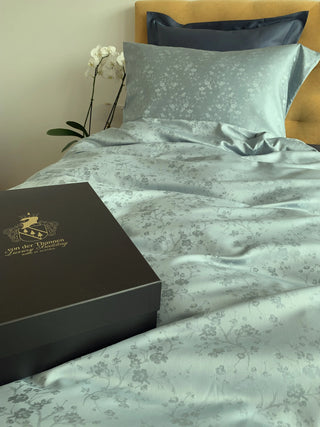 Damast go-green Bettwäsche Set Geisha Blue – Nachhaltig & edel | 50% Baumwolle 50% Lyocell | Bügelleicht