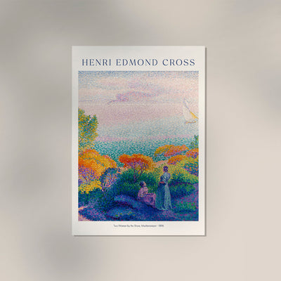 Two Women by Shore by Henri-Edmond Cross Exhibition Poster – Pointillismus Fine Art
