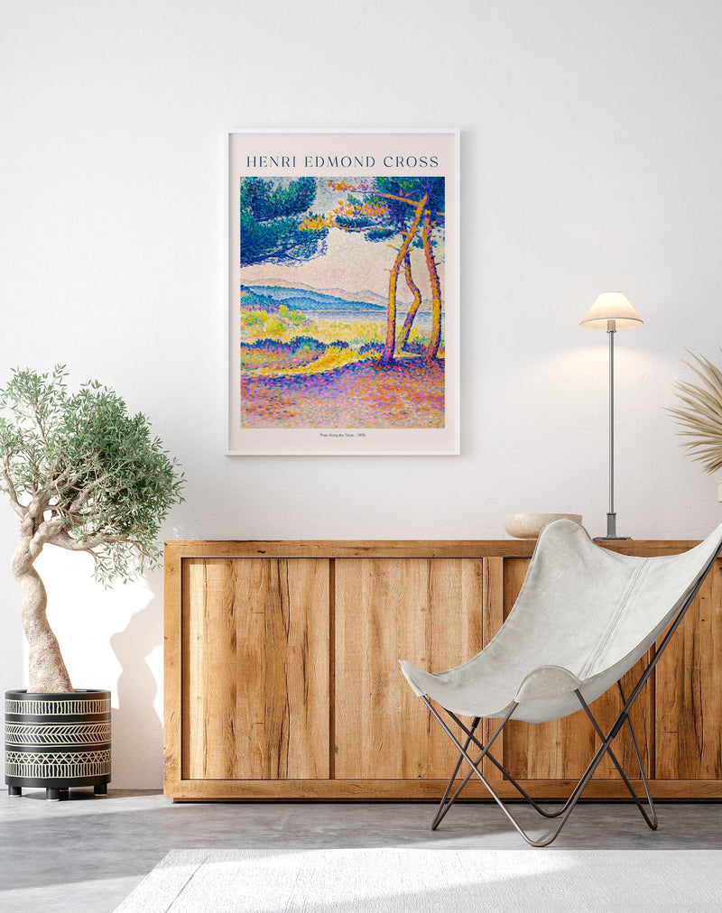 Cross Pinien am Ufer – Fine Art Poster Pointillismus — Ansicht 2