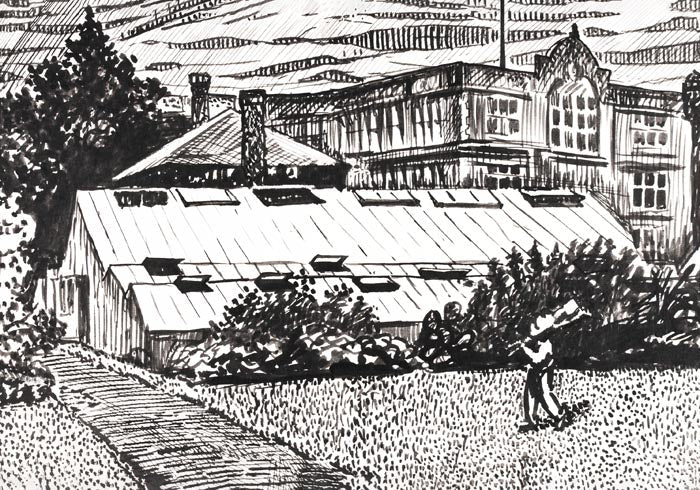 Figure and Buildings Drawing by Henry Lyman – Kunstdruck Poster — Ansicht 3