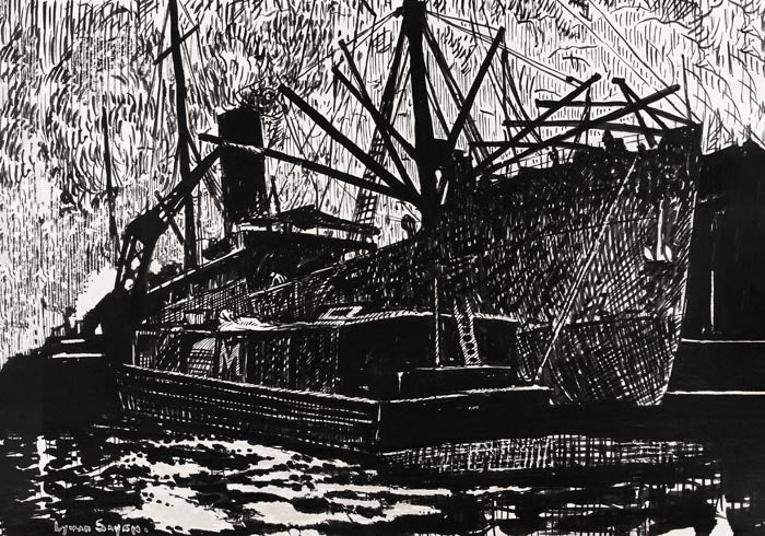 Liner and Tug – Kunstdruck Schwarz-Weiß Motiv — Ansicht 3