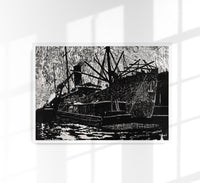 Liner and Tug – Kunstdruck Schwarz-Weiß Motiv — Ansicht 1