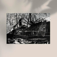 Liner and Tug – Kunstdruck Schwarz-Weiß Motiv — Ansicht 2