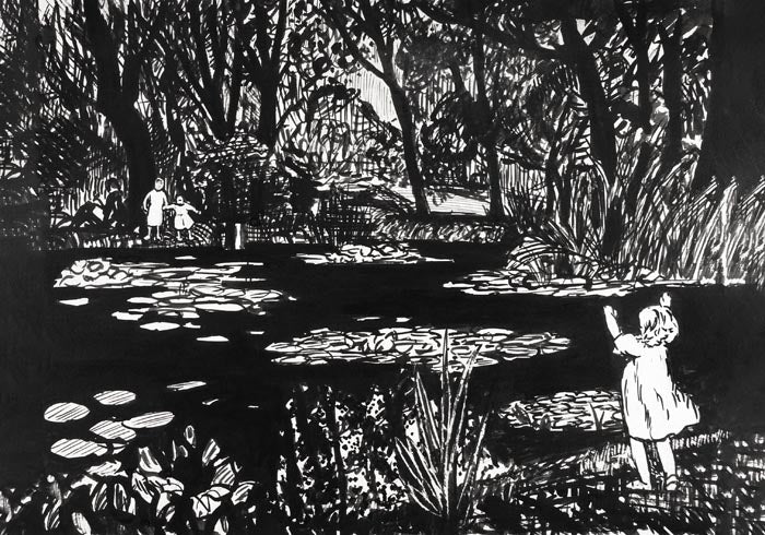 Lily Pond Drawing by Henry Lyman – Kunstdruck Poster — Ansicht 3