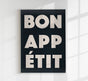 Bon Appétit Dark Art Print – Typografie Wandbild | Fine Art Poster