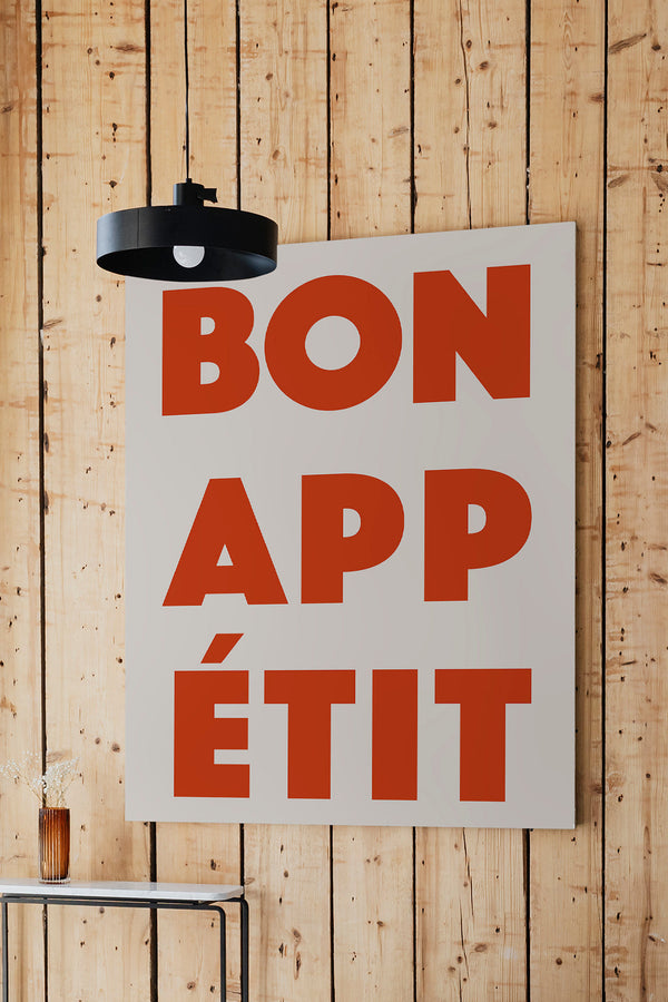 Bon Appétit Red Art Print – Typografie Wandbild in Signalrot