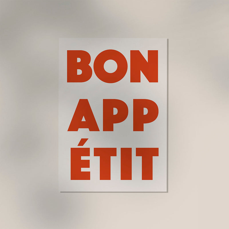 Bon Appétit Red Art Print – Typografie Wandbild in Signalrot — Ansicht 3