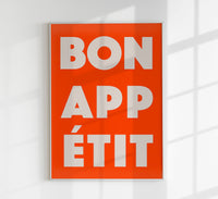Bon Appétit Coral Red Art Print – Fine Art Kunstdruck Typografie — Ansicht 1