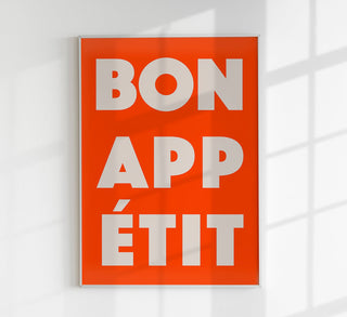 Bon Appétit Coral Red Art Print – Fine Art Print | Typografie | Küchenkunst
