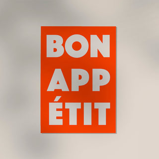 Bon Appétit Coral Red Art Print – Fine Art Print | Typografie | Küchenkunst