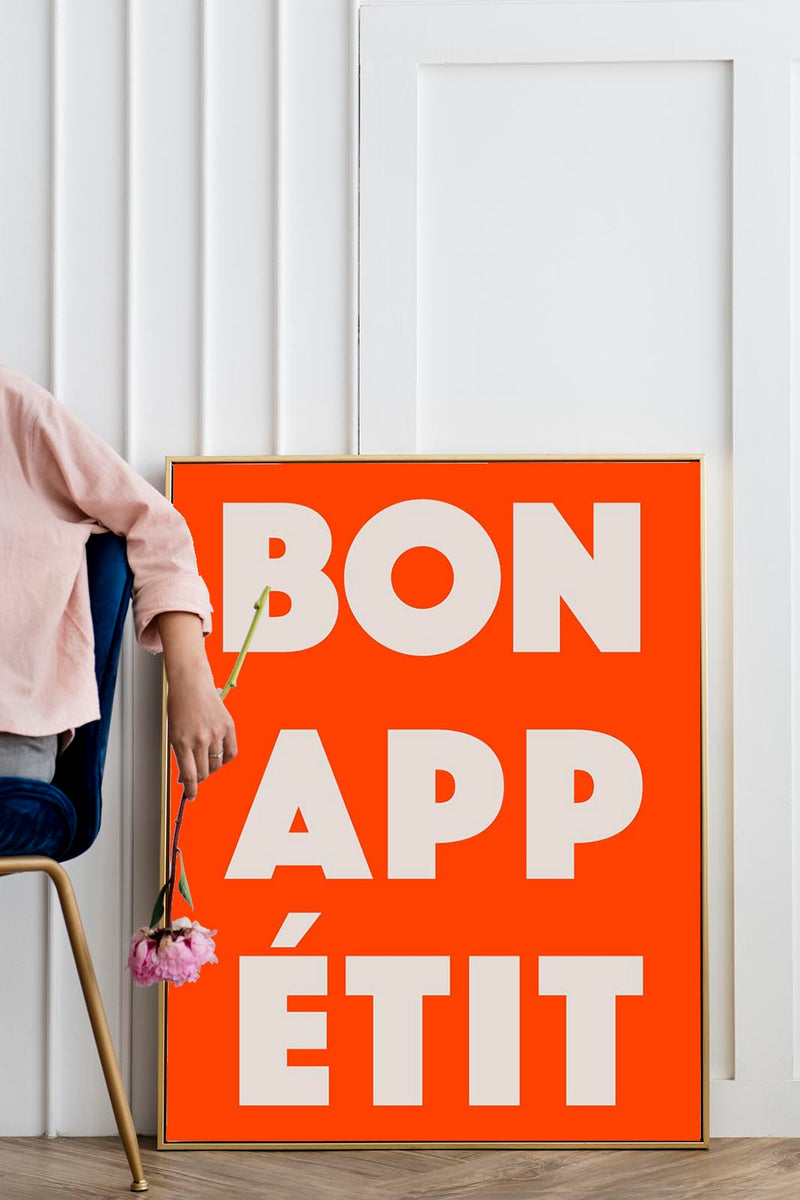 Bon Appétit Coral Red Art Print – Fine Art Kunstdruck Typografie — Ansicht 2