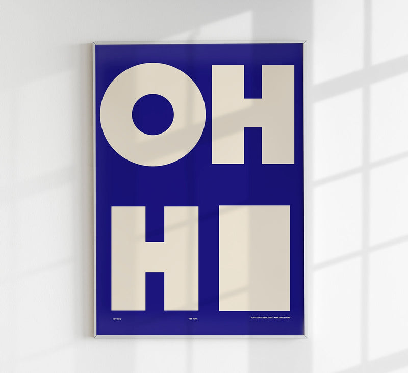 Oh Hi! Dark Blue – Fine Art Print Typografie Modern Art — Patroa Studio
