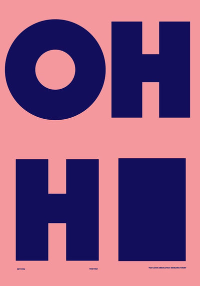 Oh Hi! Pink And Blue Art Print – Minimalist Wall Art | Pink & Blue | Fine Art