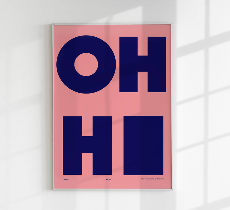 Oh Hi! Pink And Blue Art Print – Minimalist Wall Art | Pink & Blue | Fine Art — Patroa Studio