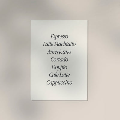 The Coffee List Art Poster – Typografie Kunstdruck