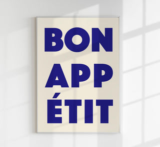 Bon Appétit Blue Art Print – Fine Art Print | Typografie | Küchenkunst