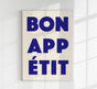 Bon Appétit Blue Art Print – Typografie Kunstdruck Fine Art