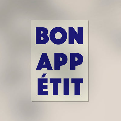Bon Appétit Blue Art Print – Typografie Kunstdruck Fine Art