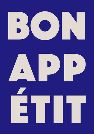 Bon Appétit Navy Blue Art Print – Fine Art Print | Typografie | Küchenkunst