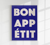 Bon Appétit Navy Blue Art Print – Fine Art Poster Typografie — Ansicht 1