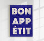 Bon Appétit Navy Blue Art Print – Fine Art Poster Typografie