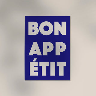 Bon Appétit Navy Blue Art Print – Fine Art Print | Typografie | Küchenkunst