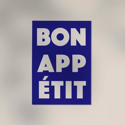 Bon Appétit Navy Blue Art Print – Fine Art Poster Typografie