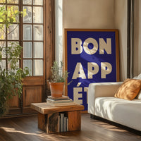 Bon Appétit Navy Blue Art Print – Fine Art Poster Typografie — Ansicht 2