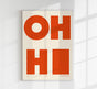 Oh Hi! White & Coral Art Print – Minimalistisches Wandbild