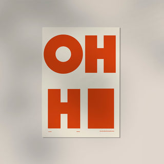 Oh Hi! White & Coral Art Print – Minimalistisches Design | Weiße & Korallenfarbene Akzente | Moderne Wandkunst