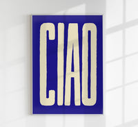 Ciao Blue Art Print – Typografie Fine Art in Blau | 6 Größen — Ansicht 1