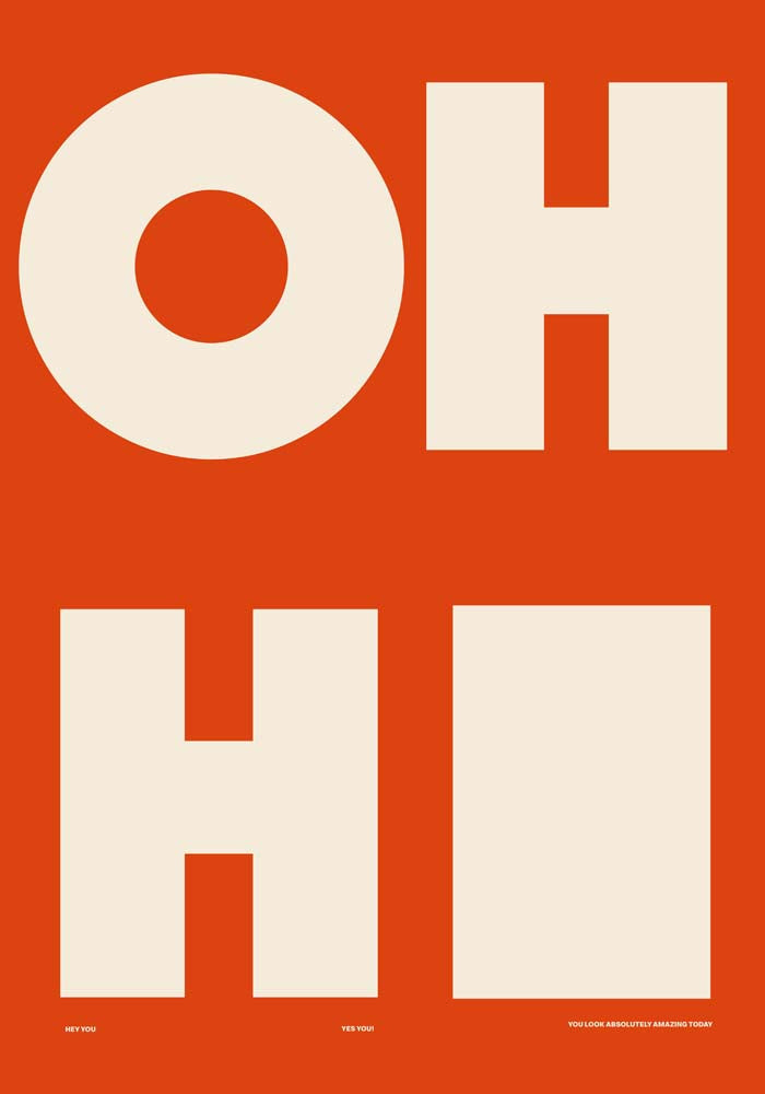 Oh Hi! Coral Art Print – Minimalistisches Wandbild | Korallenrot & Weiß — Ansicht 4