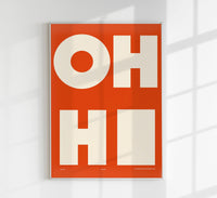 Oh Hi! Coral Art Print – Minimalistisches Wandbild | Korallenrot & Weiß — Ansicht 1