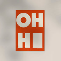 Oh Hi! Coral Art Print – Minimalistisches Wandbild | Korallenrot & Weiß — Ansicht 3
