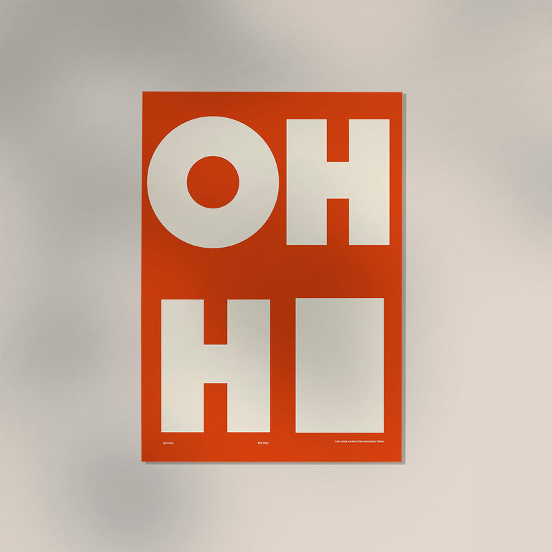 Oh Hi! Coral Art Print – Minimalistisches Wandbild | Korallenrot & Weiß — Ansicht 3