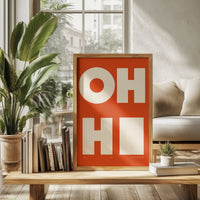 Oh Hi! Coral Art Print – Minimalistisches Wandbild | Korallenrot & Weiß — Ansicht 2