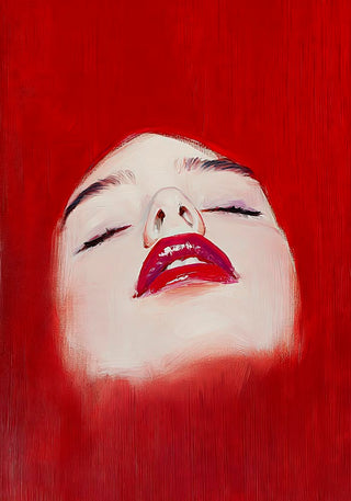 Red Lips Woman Art Print – Fine Art Print | Modernes Porträt | Atelierdruck Berlin