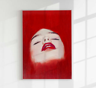 Red Lips Woman Art Print – Fine Art Print | Modernes Porträt | Atelierdruck Berlin