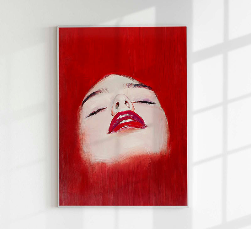 Red Lips Woman Art Print – Modernes Porträt Fine Art Atelierdruck Berlin — Patroa Studio
