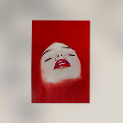 Red Lips Woman Art Print – Modernes Porträt Fine Art Atelierdruck Berlin